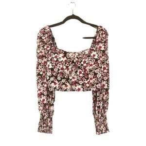 Floral Cropped Puff Sleeve Blouse